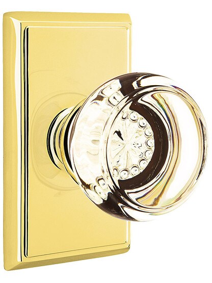 Providence Door Set With Georgetown Crystal Knobs in Polished Brass.